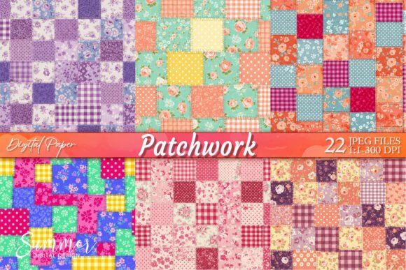 Download Vivid Pastels Patchwork Digital Paper - Pastels Collection