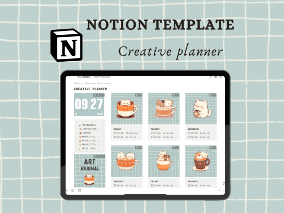 Download Notion Planner for Creatives, Cat Themed - Creatives Collection
