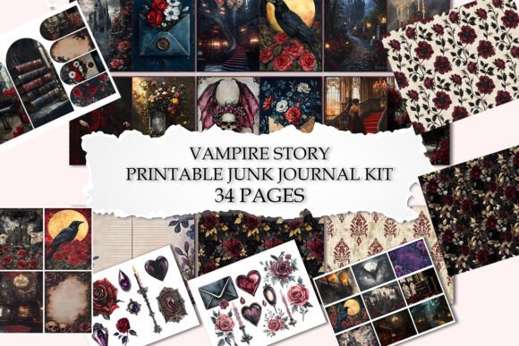 Download Vampire Story Junk Journal Printable Kit - Story Collection